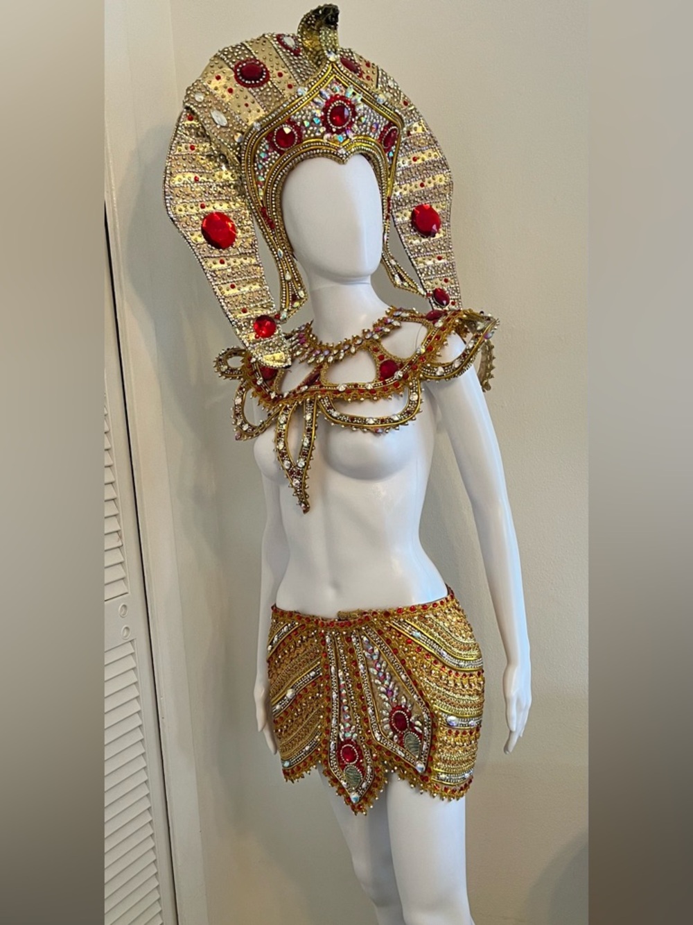 Embellished Gold and Red Beaded Dance Skirt